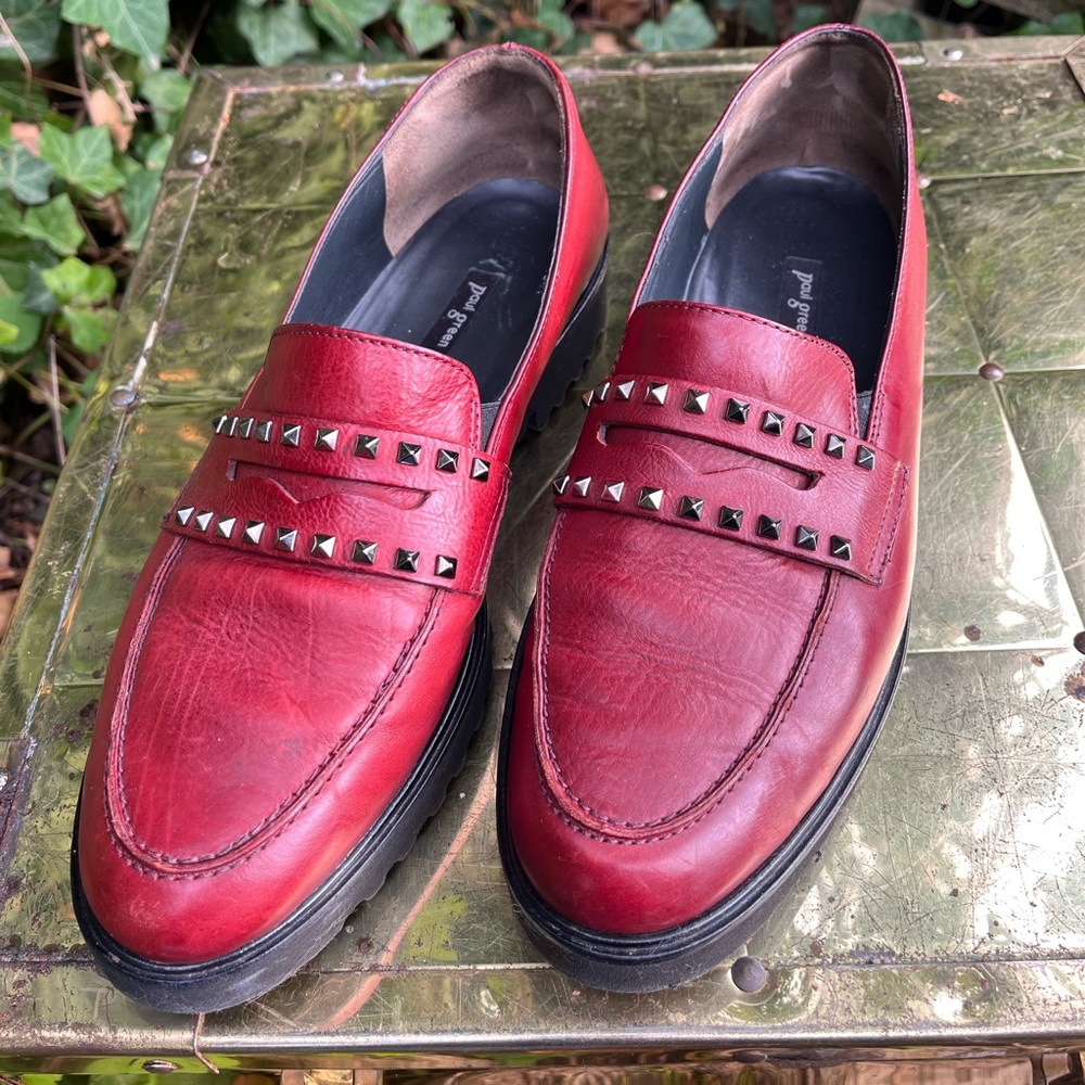 Red Studded Loafers